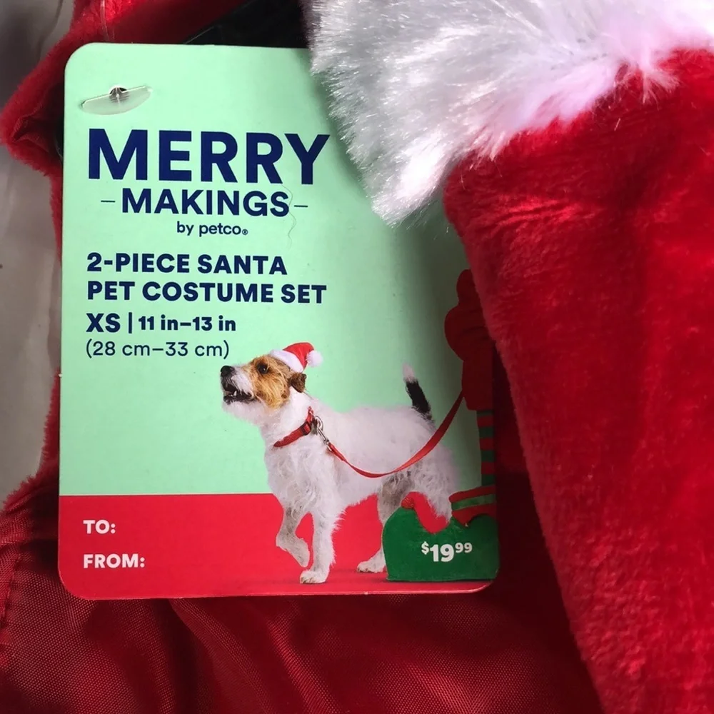 NWT 2 piece Santa Dog Suit XS